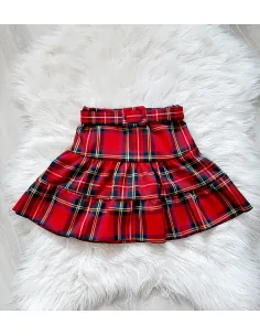Károvaná sukňa s opaskom