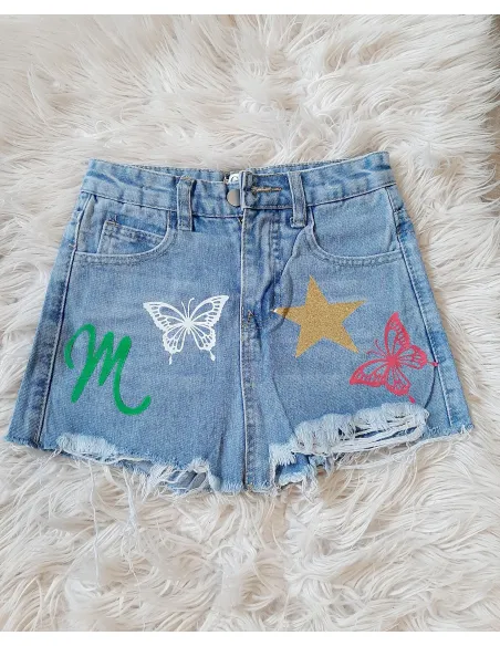 Riflové šortky motýlik