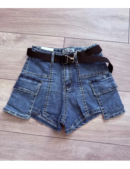 Riflové šortky s opaskom